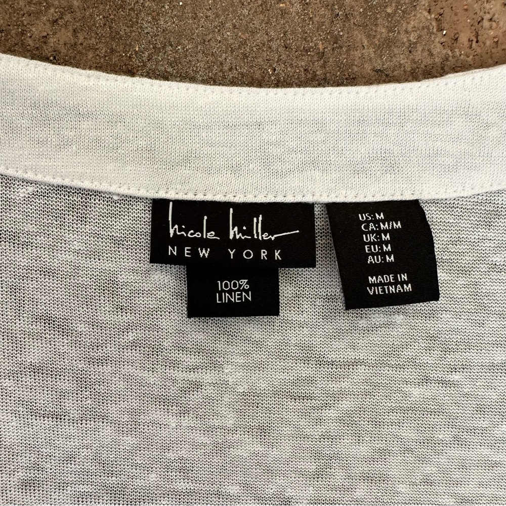 Nicole Miller Light Gray Linen Top - Picture 4 of 7